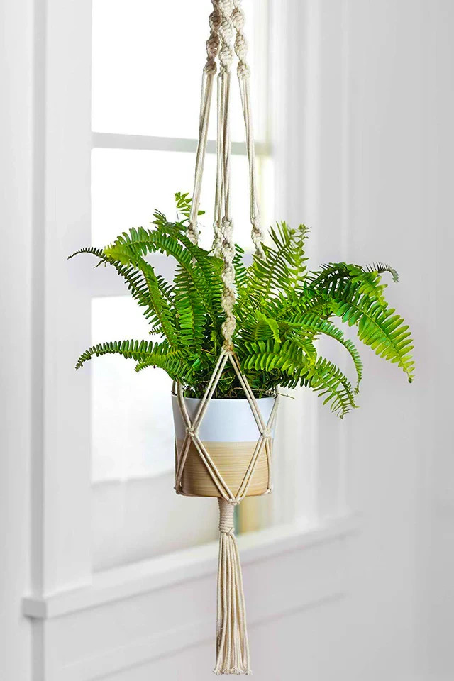 Macrame Plant Hanger – Handmade Cotton Rope Hanging Planter Holder for Outdoor gallery