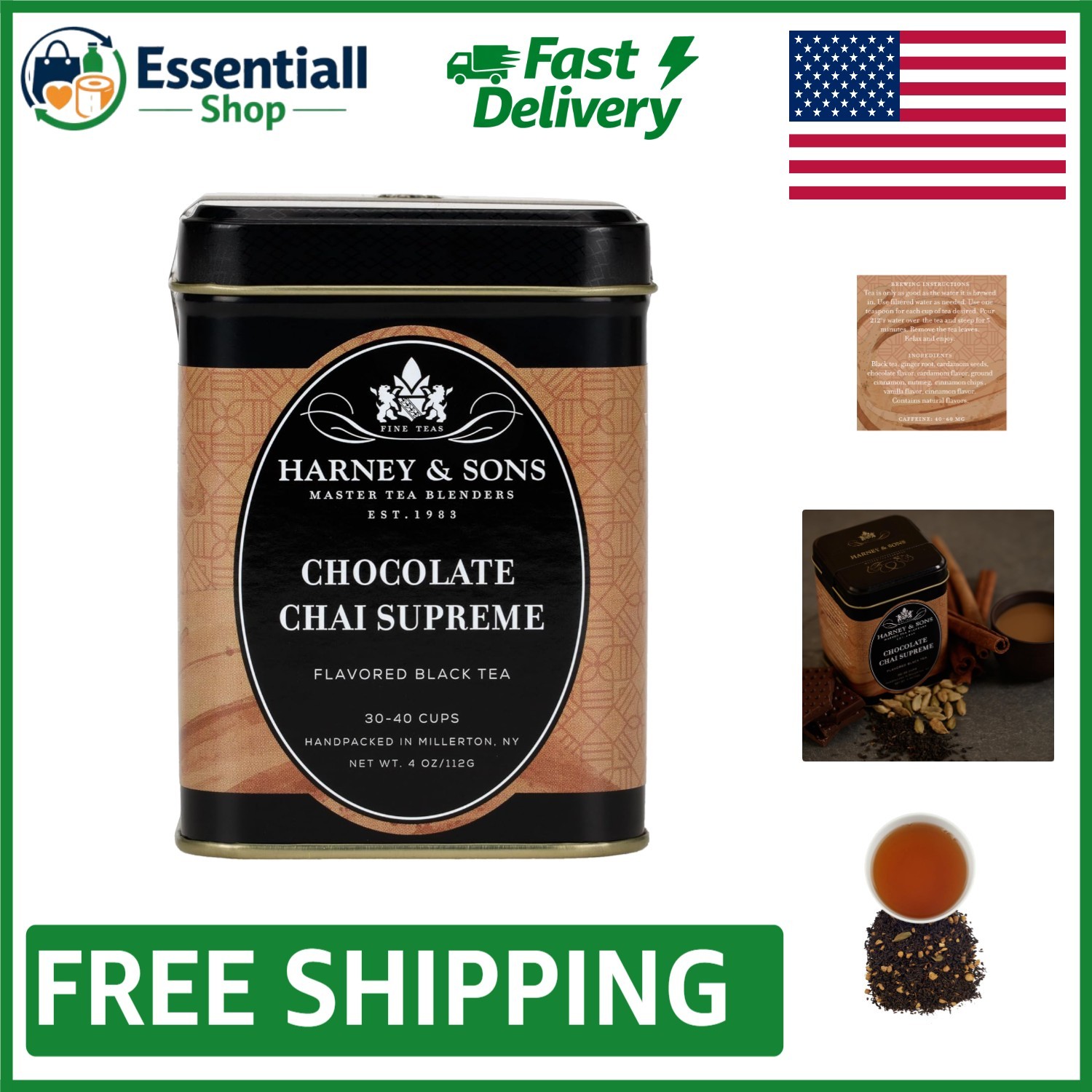 Chocolate Chai Supreme 4oz Loose Tea - Rich Flavor, Perfect Gift for Tea Lovers gallery