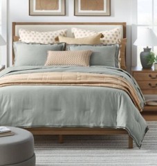 Studio McGee King size Cotton COMFORTER in Light Teal Green. Double Flange. New!
