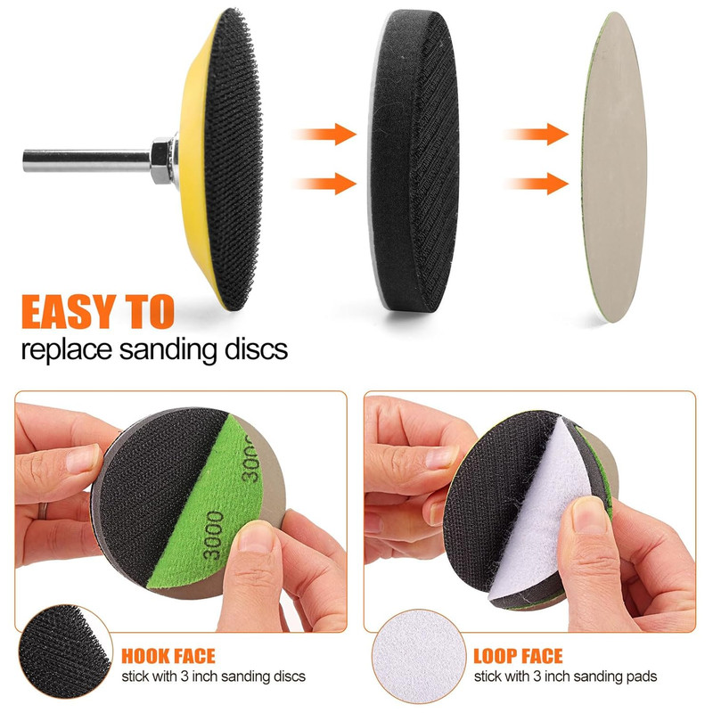 5 Pack 3 Inch (75Mm) Foam Interface Pad, Hook and Loop Soft Foam Buffing Pad, So gallery