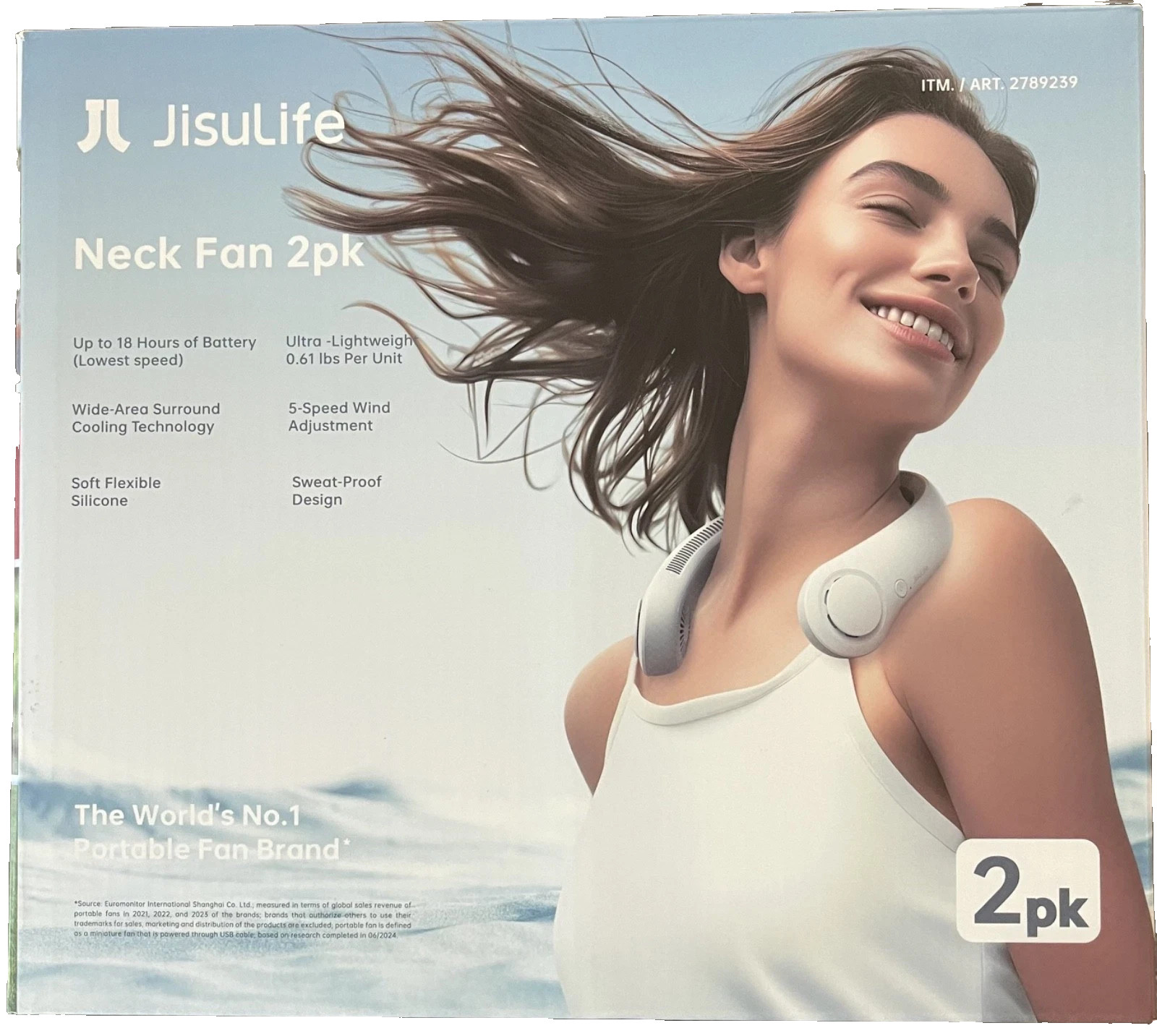 JISULIFE Portable Neck Fan Upgraded, 5 Speeds, Gray - 2 Pack gallery