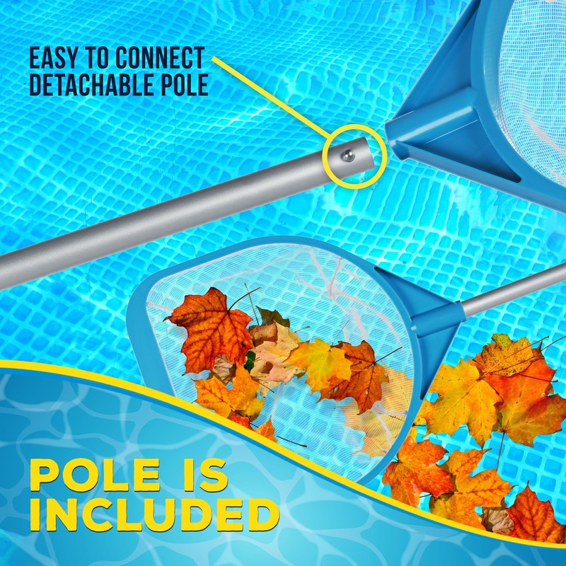 30" Handheld Fine Mesh Pool Skimmer Net - 17" Handle, Deep Leaf Netting gallery