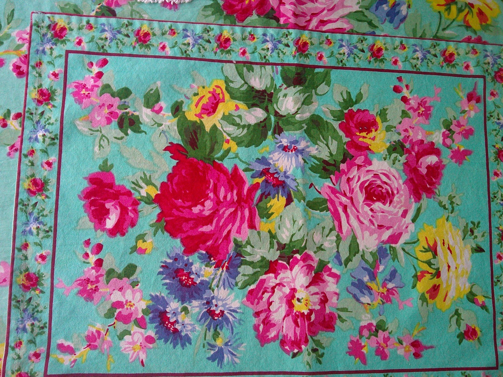 April Cornell AQUA COTTAGE ROSE- VERY RARE - NEW Qty of 4. gallery
