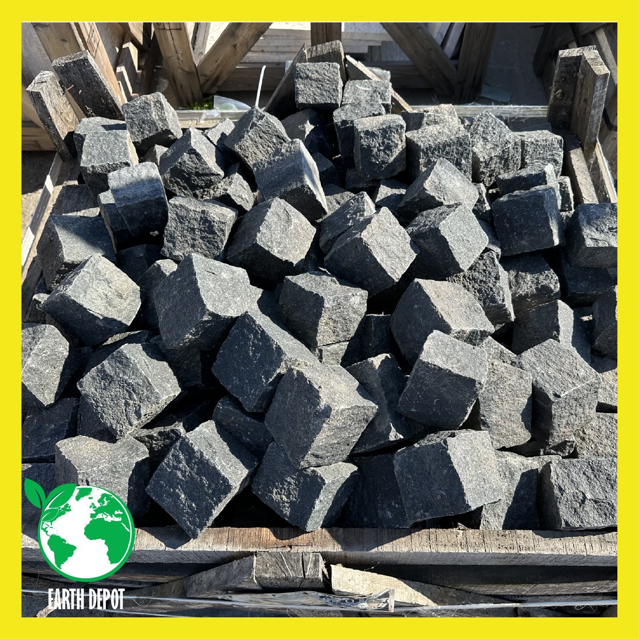 Black Granite Cobble Stone 4" Square Rocks, Garden Edging Aquarium Fish Tank gallery