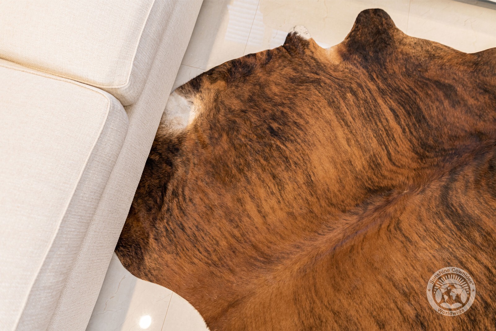 Real Cowhide Rug Brindle Reddish - Size 6x8’ gallery