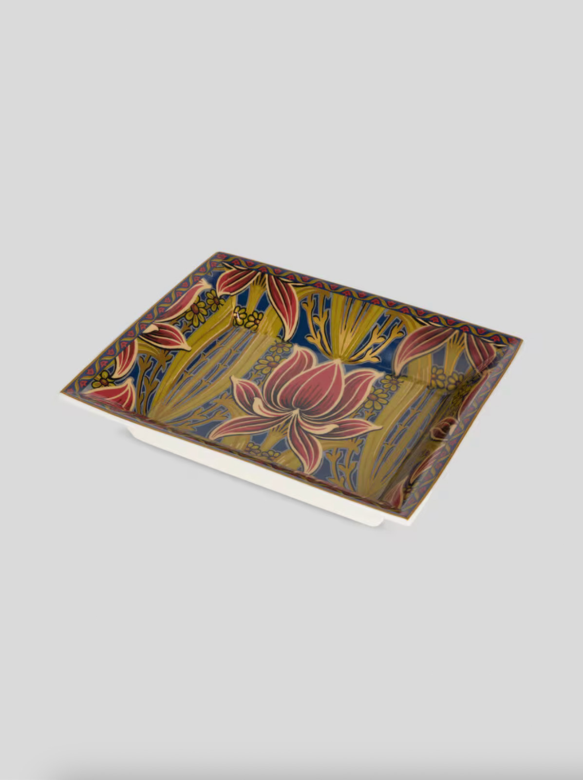 ETRO Rectangular Porcelain Floral Tray Multicolor Decorative Catchall Dish New gallery