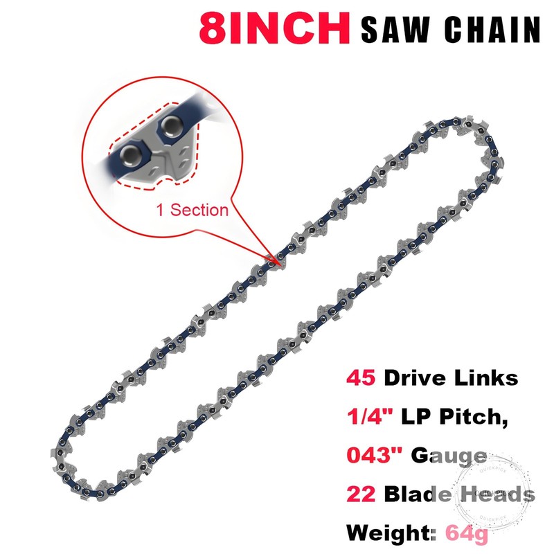 8 Inch Chainsaw Chain Replacement- 2 Chains and 1 Guide Bar for 8 Inch Mini gallery