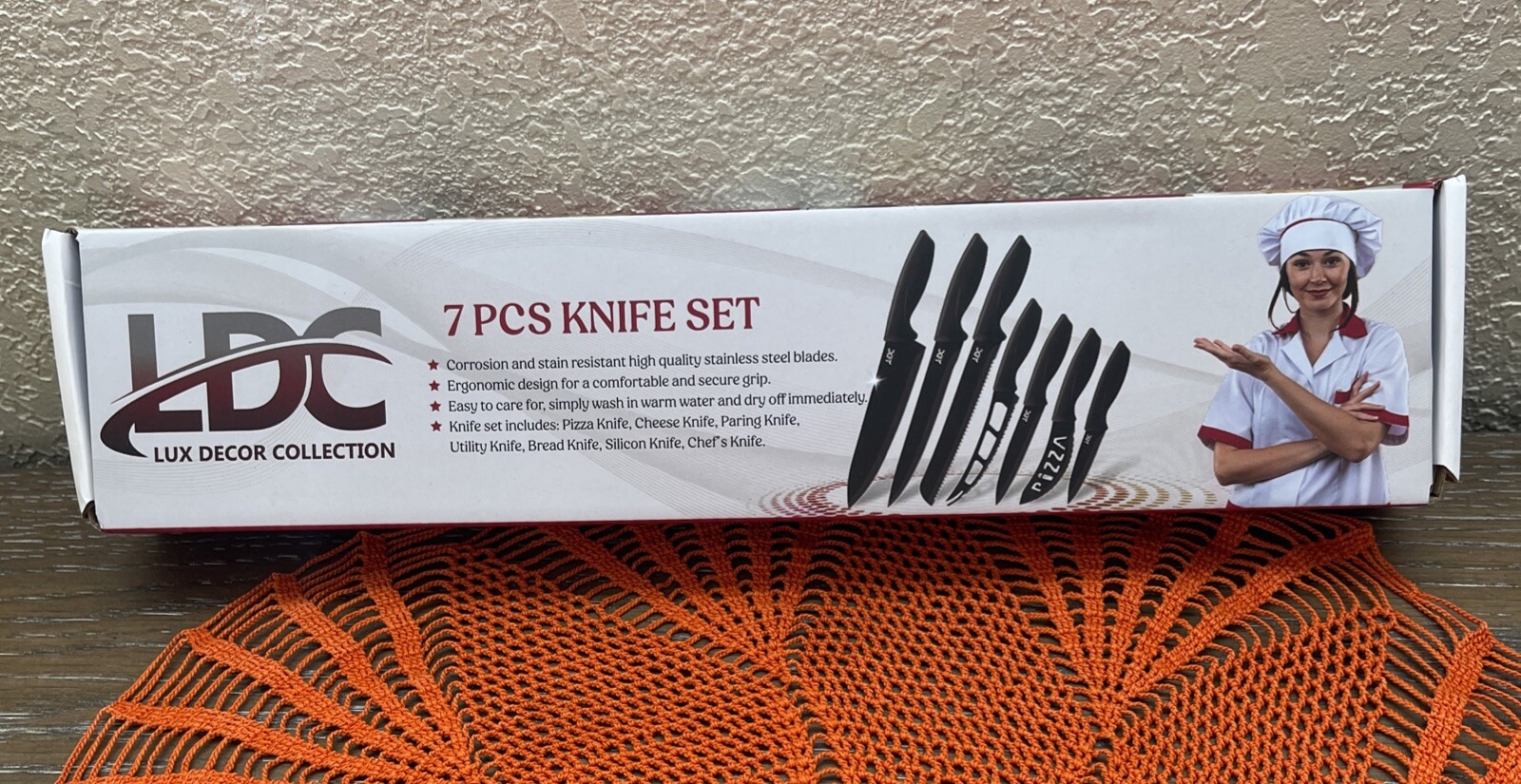 Lux Decor Collection 7 Piece Stainless Kitchen Knife Set - Steak-Cheese-Pizza gallery