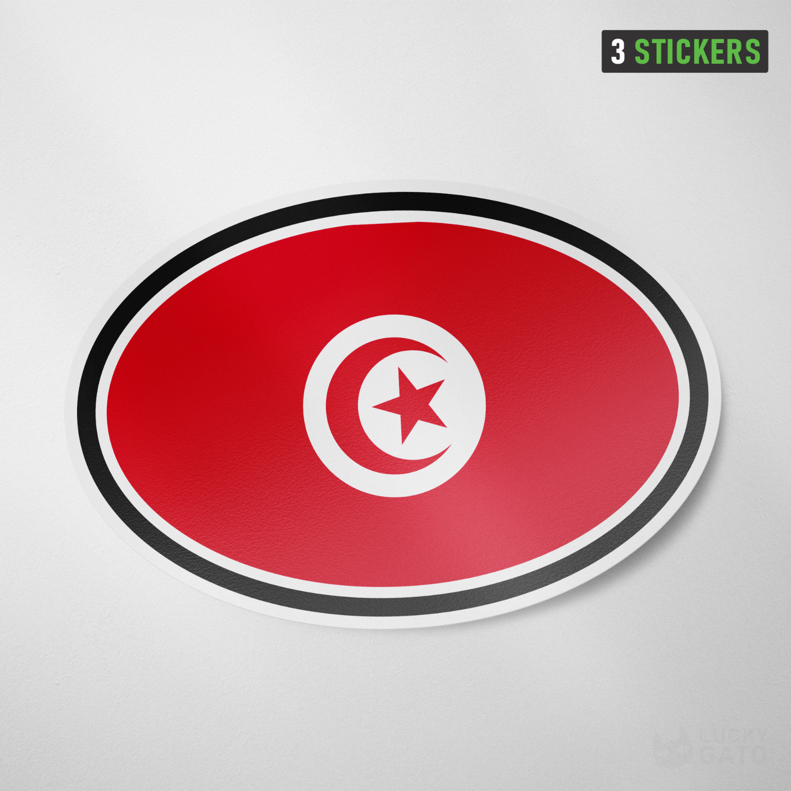 Tunisia Oval Flag Sticker 3 Pack Vinyl Decal Car Auto Window Tunis gallery