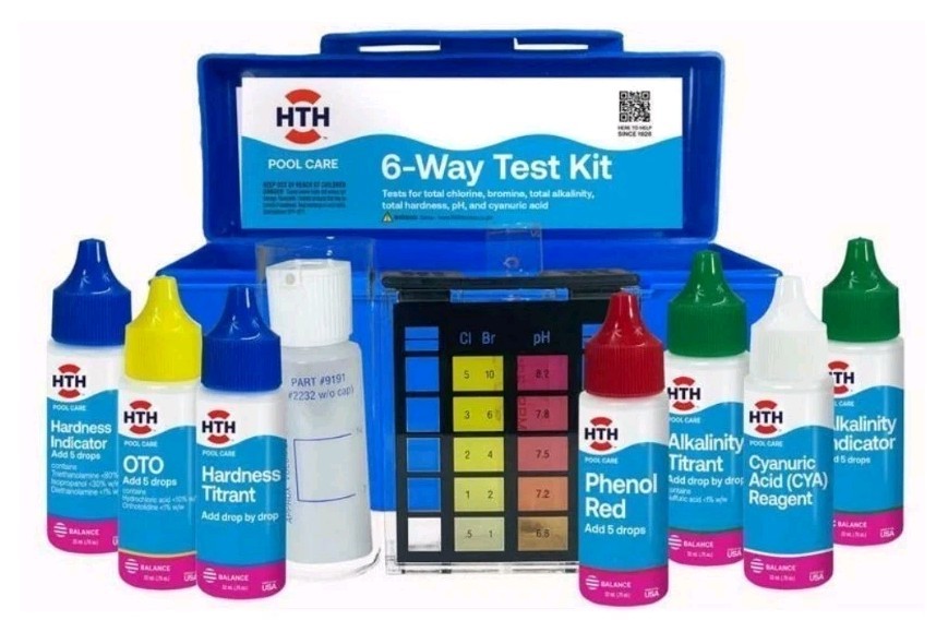 HTH Pool Care 6-Way Test Kit for Swimming Pools, 30x Test Strips, Refill Kit gallery