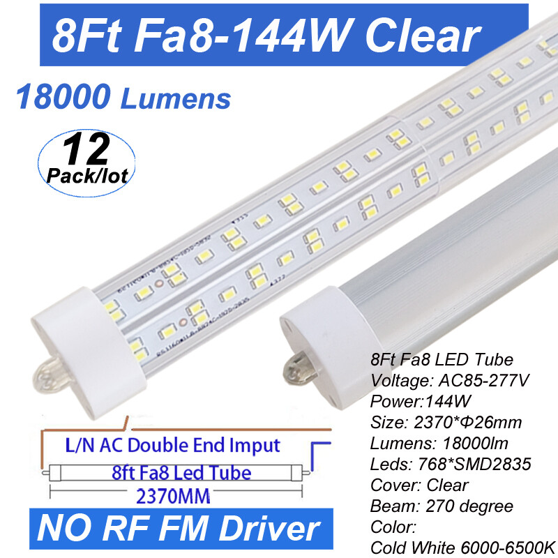 12Pack 8 Ft Led Single Pin Light Bulbs 144W 6500K Super Bright Led Shop Light 8' gallery