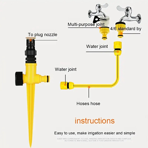 360° Rotation Auto Irrigation System Garden Lawn Sprinkler Patio Save Water NEW gallery