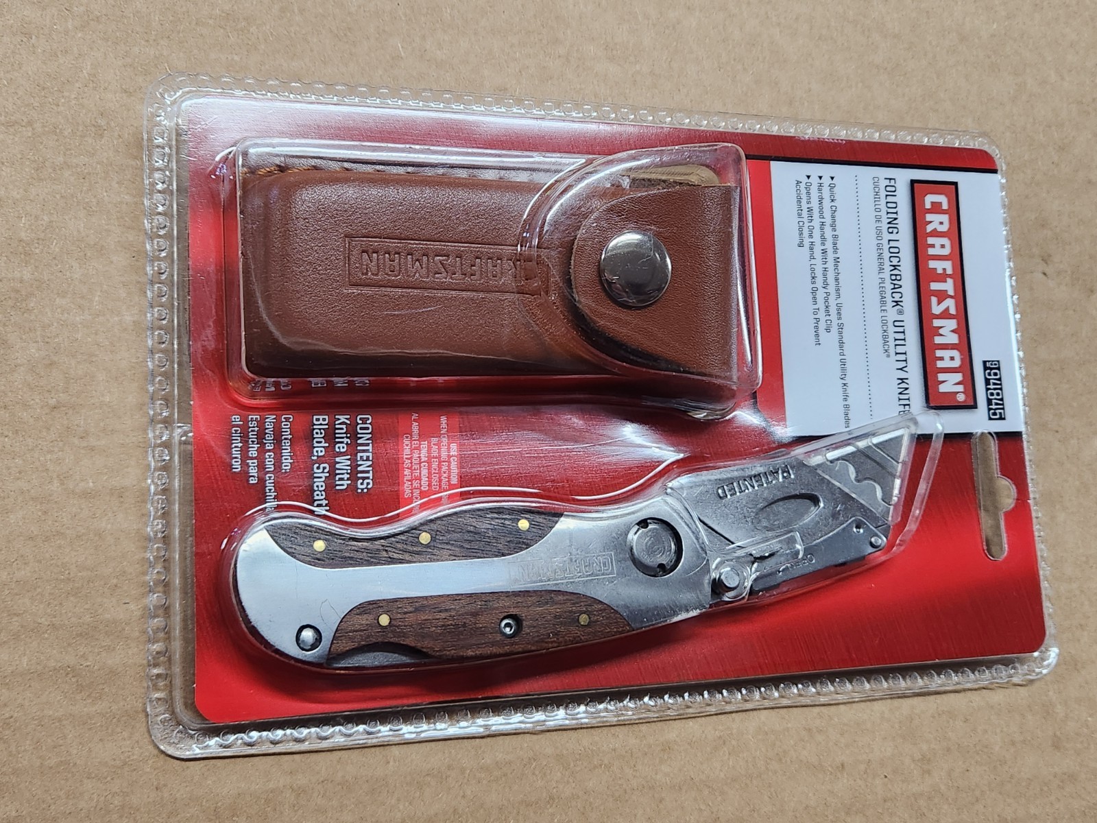 Craftsman FOLDING WOOD HANDLE LOCKBACK UTILITY KNIFE w LEATHER BELT SHEATH NEW gallery