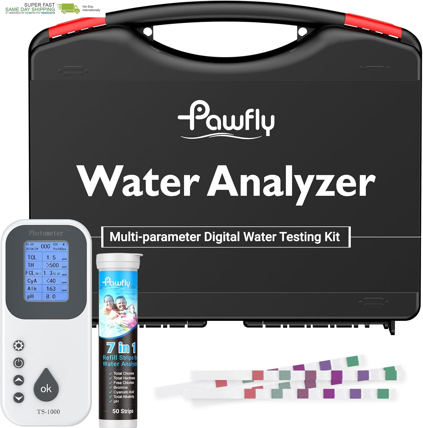 7 in 1 Digital Water Testing Kit, 50 Strips Hot Tub Test Kit, Digital Pool Water gallery