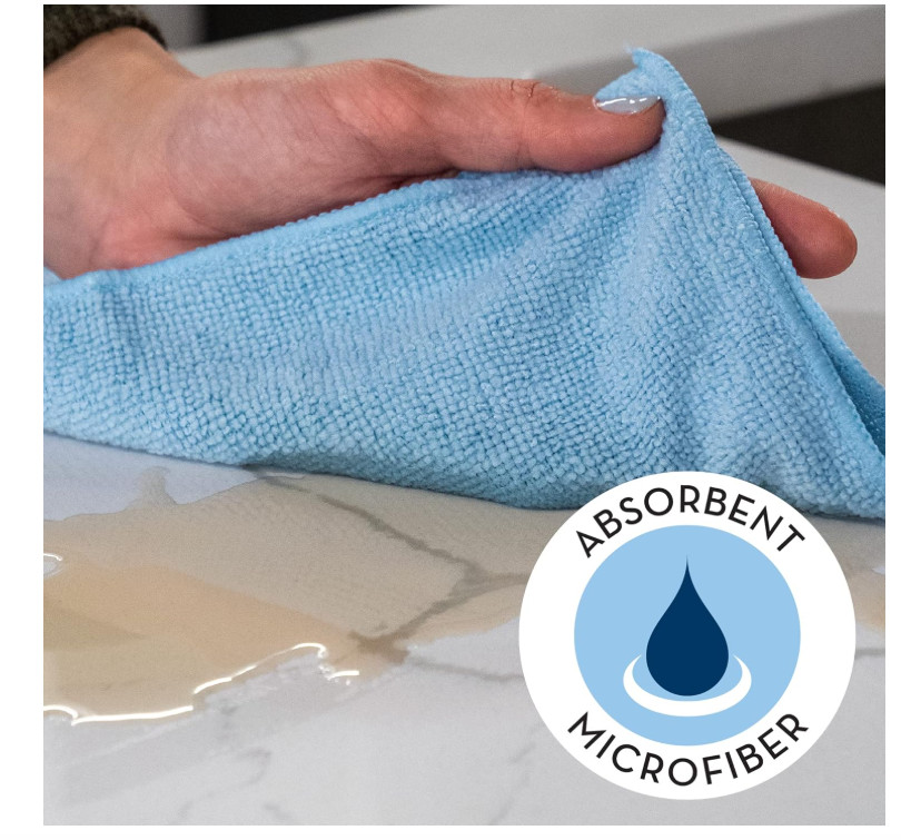 S&T 100 Pack Microfiber Cleaning Cloths Reusable Lint Free Towels Light Blue gallery