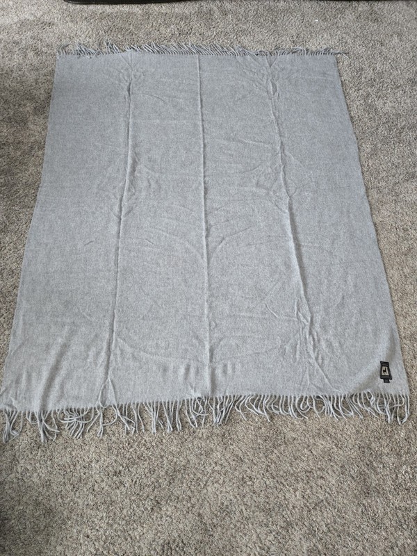INCALPACA TPX Throw Light Gray Alpaca Blend Luxury Fringe Throw 60"x72" Peru New gallery