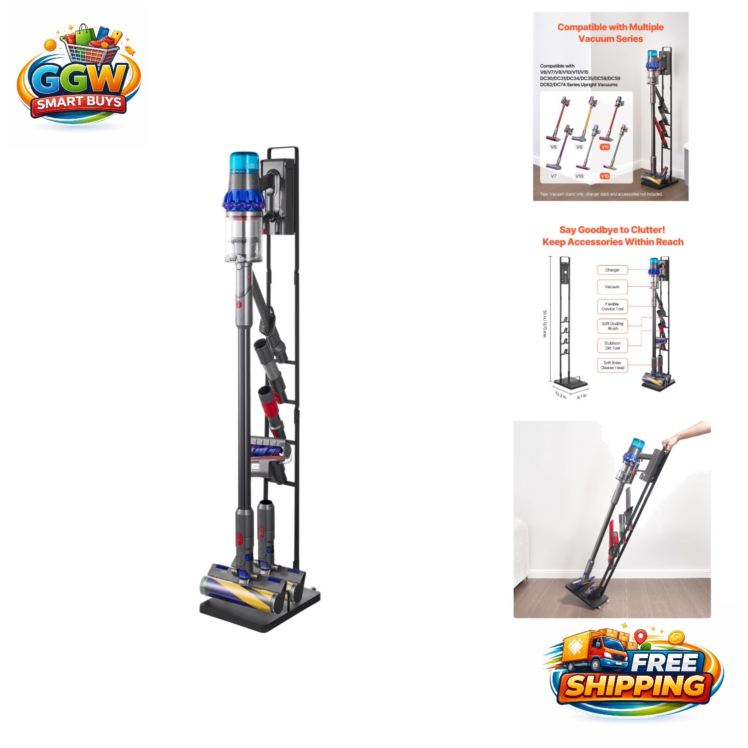 Compact Vacuum Stand with Anti-Slip Base - Easy Mobility for V-Series Cleaners gallery