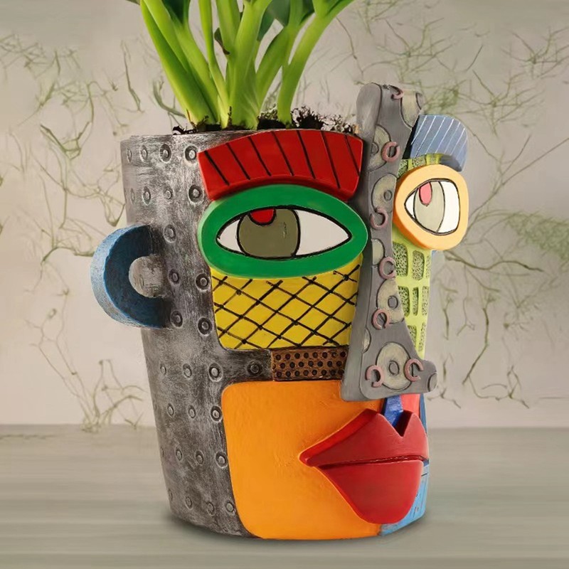 Abstract Head Planter, Graffiti Face Planter with Drainage, Flower Plant2618 gallery