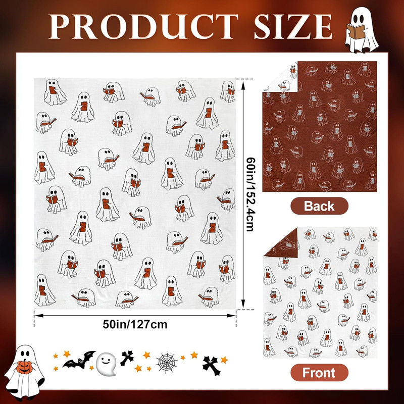 Easter Day Halloween Ghost Reading Book Blanket 50 x 60 Inches Soft Knit Throw w gallery