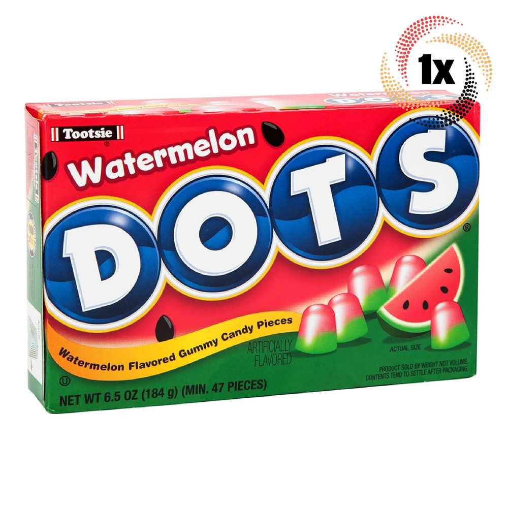 1x Pack | Dots Watermelon Assorted Fruit Gumdrops Candy Theater Box | 6.5oz