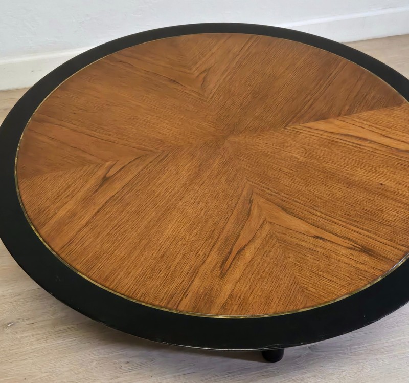 Michael Taylor for Baker Far East LARGE Round Walnut & Ebonized Coffee Table gallery
