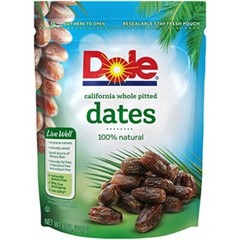 6 Dole California Whole Pitted Dates, Dried Fruit, Gluten Free 8oz Bag X 6