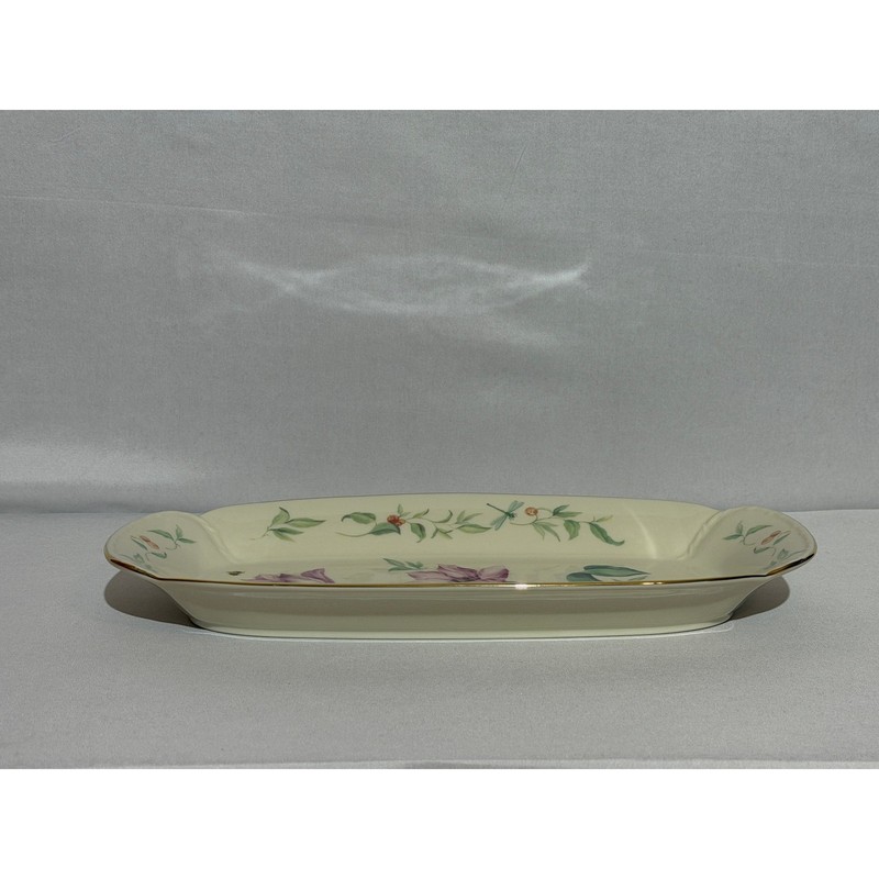 Lenox Morningside Cottage Sandwich Tray Floral Purple Tulip Gold Rim 14 3/8" gallery