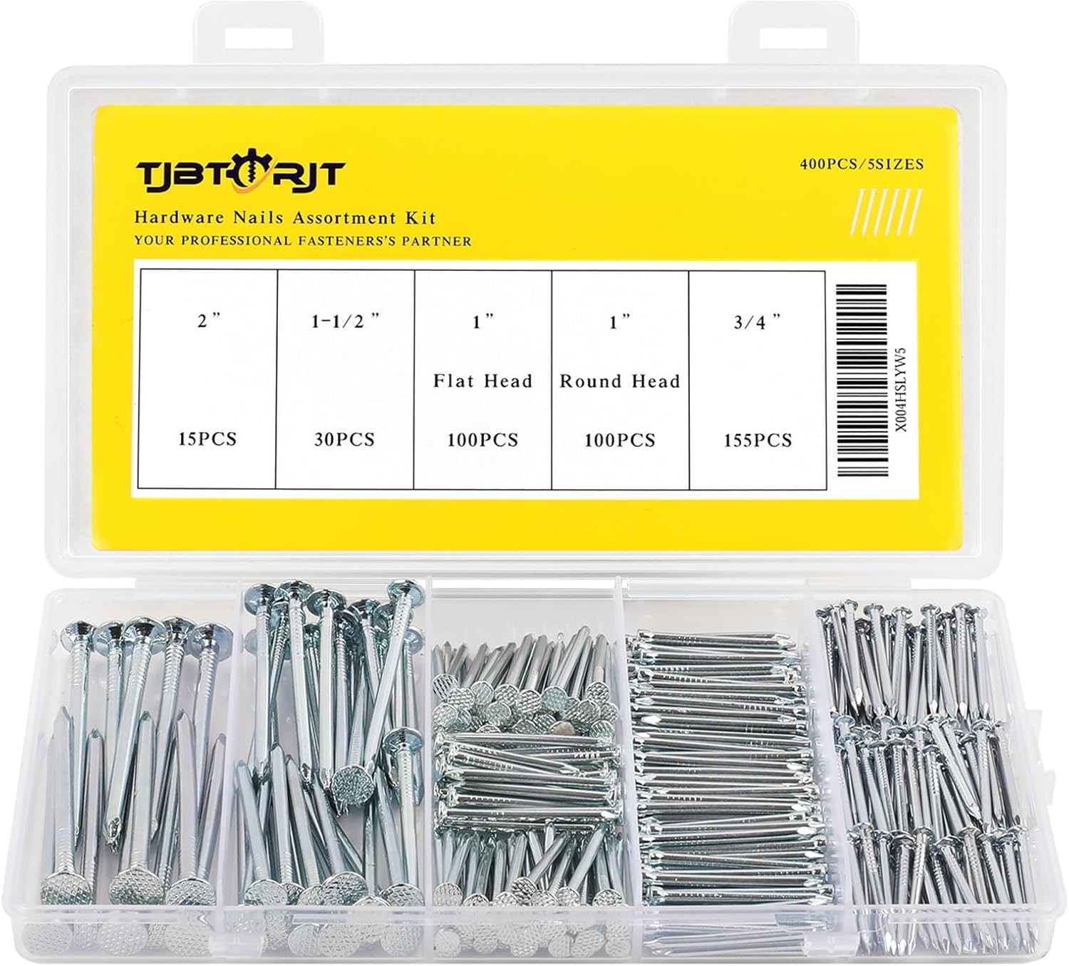 400Pcs Picture Hanging Nails Kit 5 Sizes Up To 2" Wall Art Frame Wood Box gallery