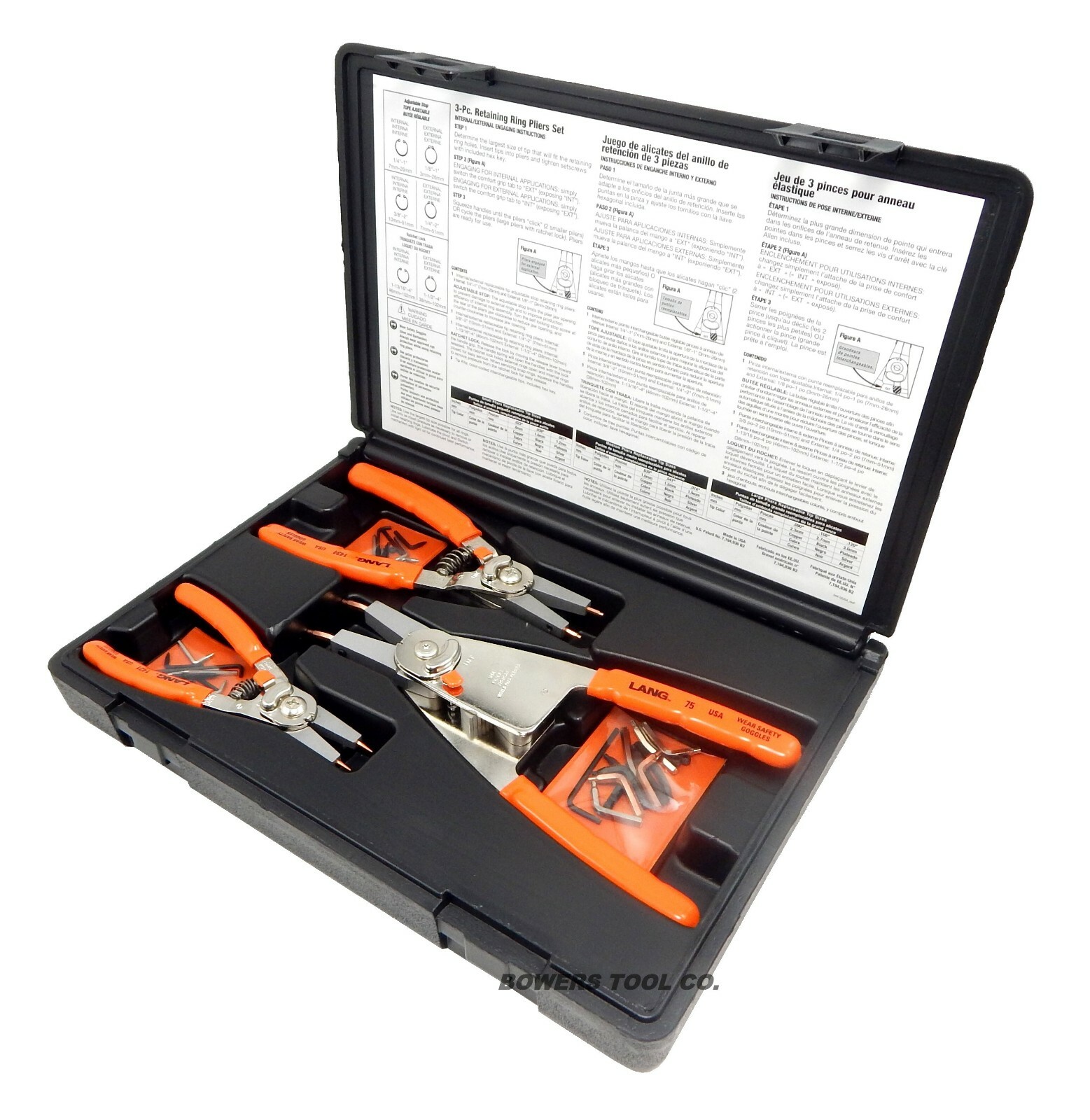 Lang Convertible Reversible Retaining Ring Plier Set 3pc Snap Ring 1465 gallery
