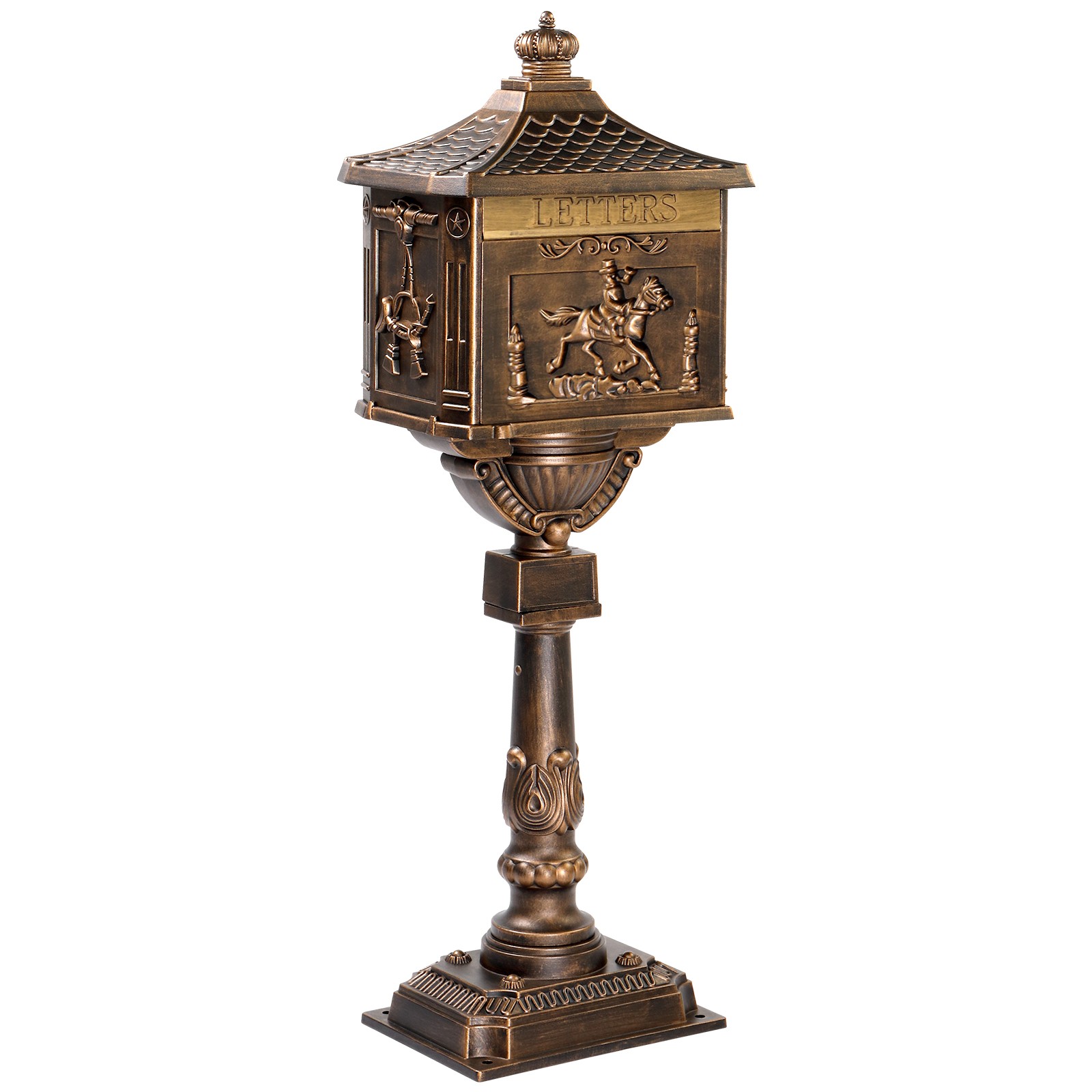 Cast Aluminum Mailbox with Post Locking Residential Mailboxes for Outside w/ Key gallery