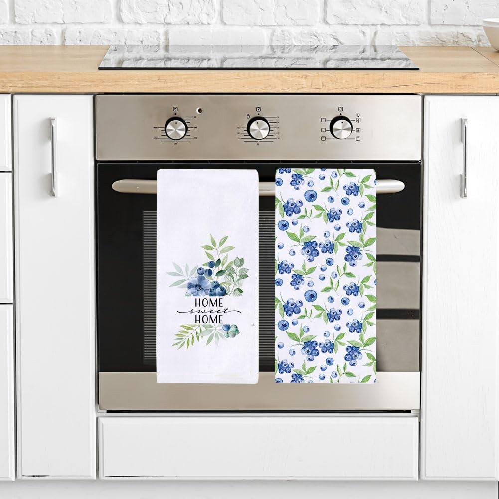 2 Pack Home Sweet Home Blueberry Kitchen Towels, 18x28-in, Spring, Summer gallery