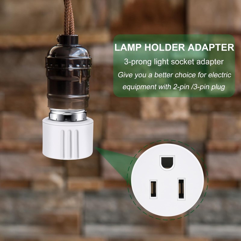 Outlet Light Socket Adapter,Screw in Outlet Socket,E26 Light Bulb to Outlet S... gallery