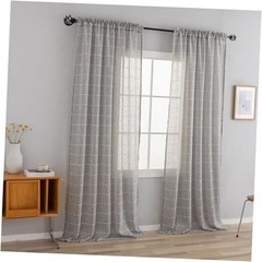 Gray Sheer Curtains 72 inches Long With White 52″W x 72″L (Pack of 2) Grey