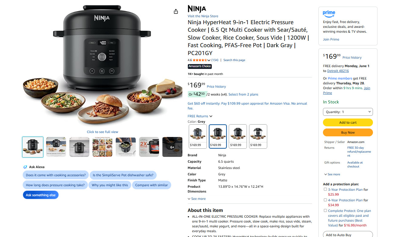 Ninja HyperHeat 9in1 Electric Pressure Cooker | 6.5 Qt Multi Cooker - Grey gallery