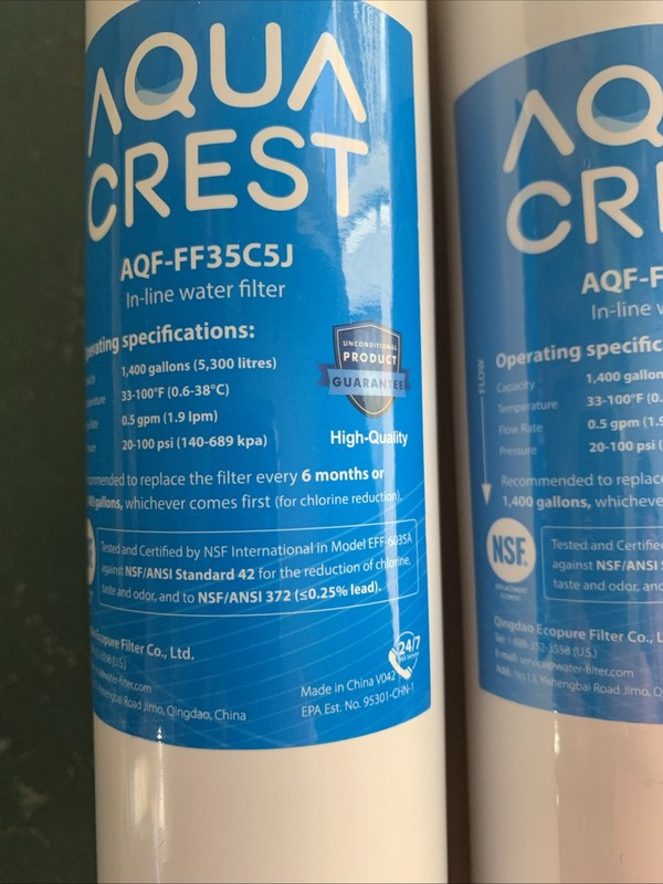 2 Genuine AQUA CREST Inline Under Sink Water Filters AQF-FF35C5J in Box gallery
