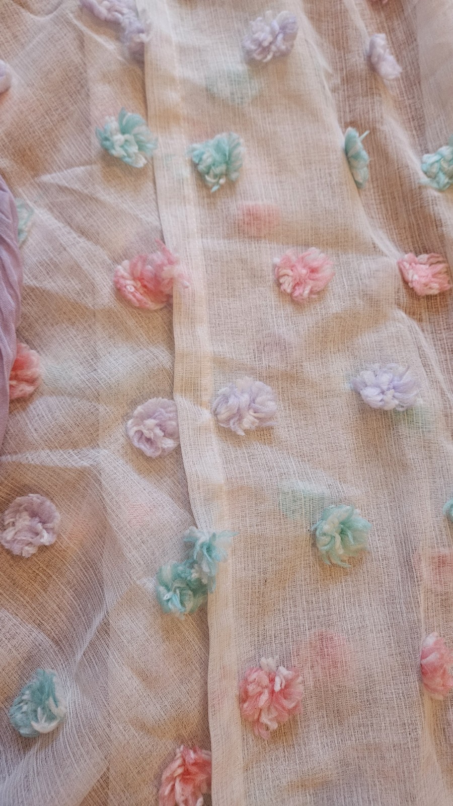 Your Zone Puffs Sheer Curtain Panels And Sashes Pink Purple Teal gallery