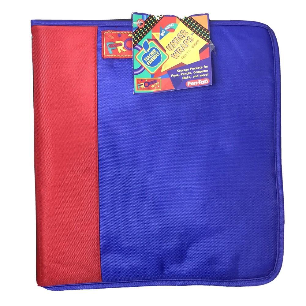 Vtg Pen-Tab Under Wraps Pro Stuff Retro Color 3-Ring Notebook School Binder