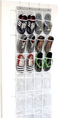 Simple Houseware 24 Pockets – Crystal Clear Over The Door Hanging Shoe Organizer