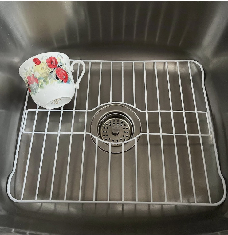 Sink Protectors for Kitchen Sink Bottom with White Coating Grate Insert Grid gallery