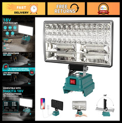8″ Cordless LED Work Light, 90W 5400 Lumens, Adjustable Floodlight, USB Charge,