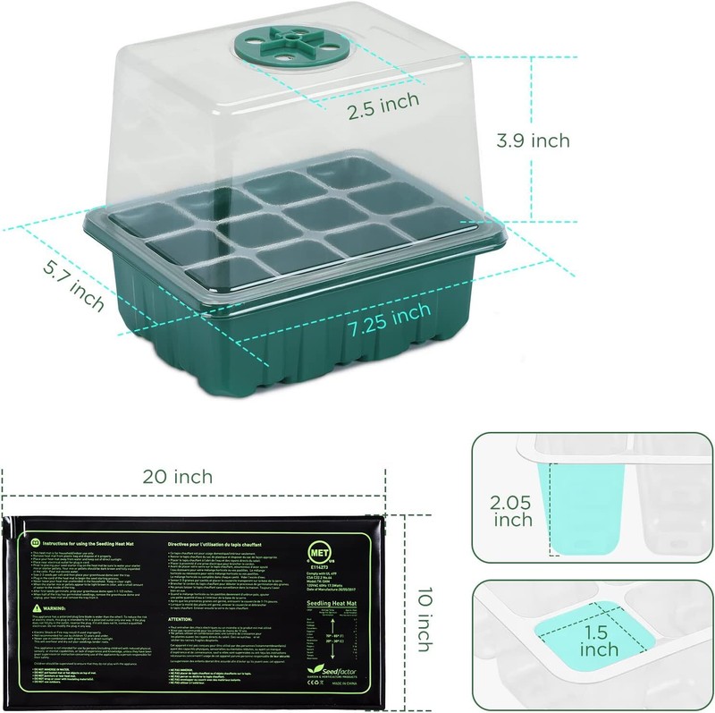 Seedfactor 7-Pack Seed Starter Tray w/ Heat Mat Seedling Plant Germination Trays gallery