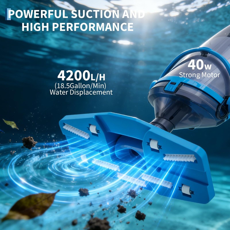 Cordless Rechargeable Pool Vacuum with Telescopic Pole Handheld Cleaner 60 Min gallery