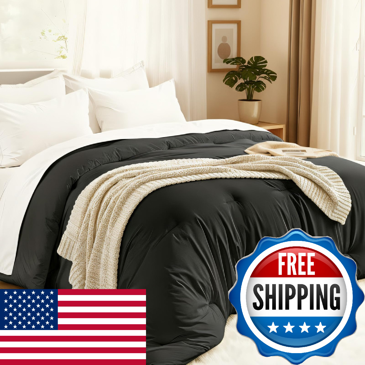 Easthome Comforters Full Size All Season Quilted Bed Comforter Ultra-Soft Down A gallery