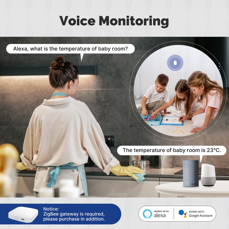 MOES ZigBee Smart Thermometer Hygrometer Sensor App Remote Monitor Alexa Google gallery