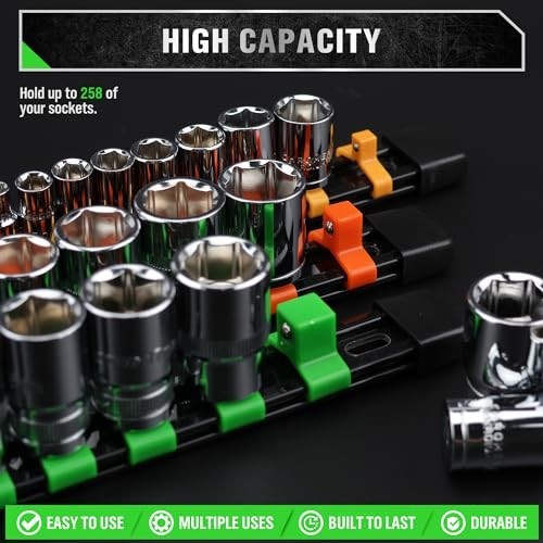 18-Piece Socket Organizer Set - 1/4", 3/8", 1/2" Drive Clip Holder for Tool Box gallery