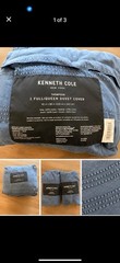 Kenneth Cole Thompson Full/Queen Duvet Cover Blue 100% Cotton 92×96 EUC