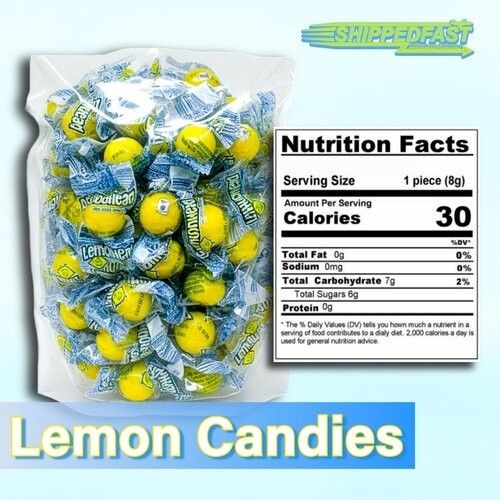 Lemon Candy Hard Candies Individually Wrapped Heads Bulk Natural Flavor 1lb 16oz gallery