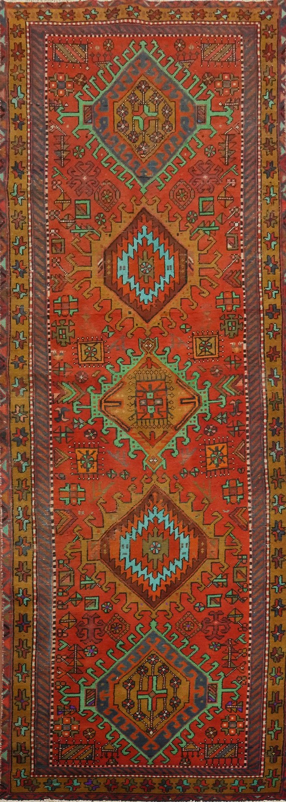 Vintage Nomad Wool Hand-knotted Orange Runner Rug 3x10 Traditional Tribal Carpet gallery