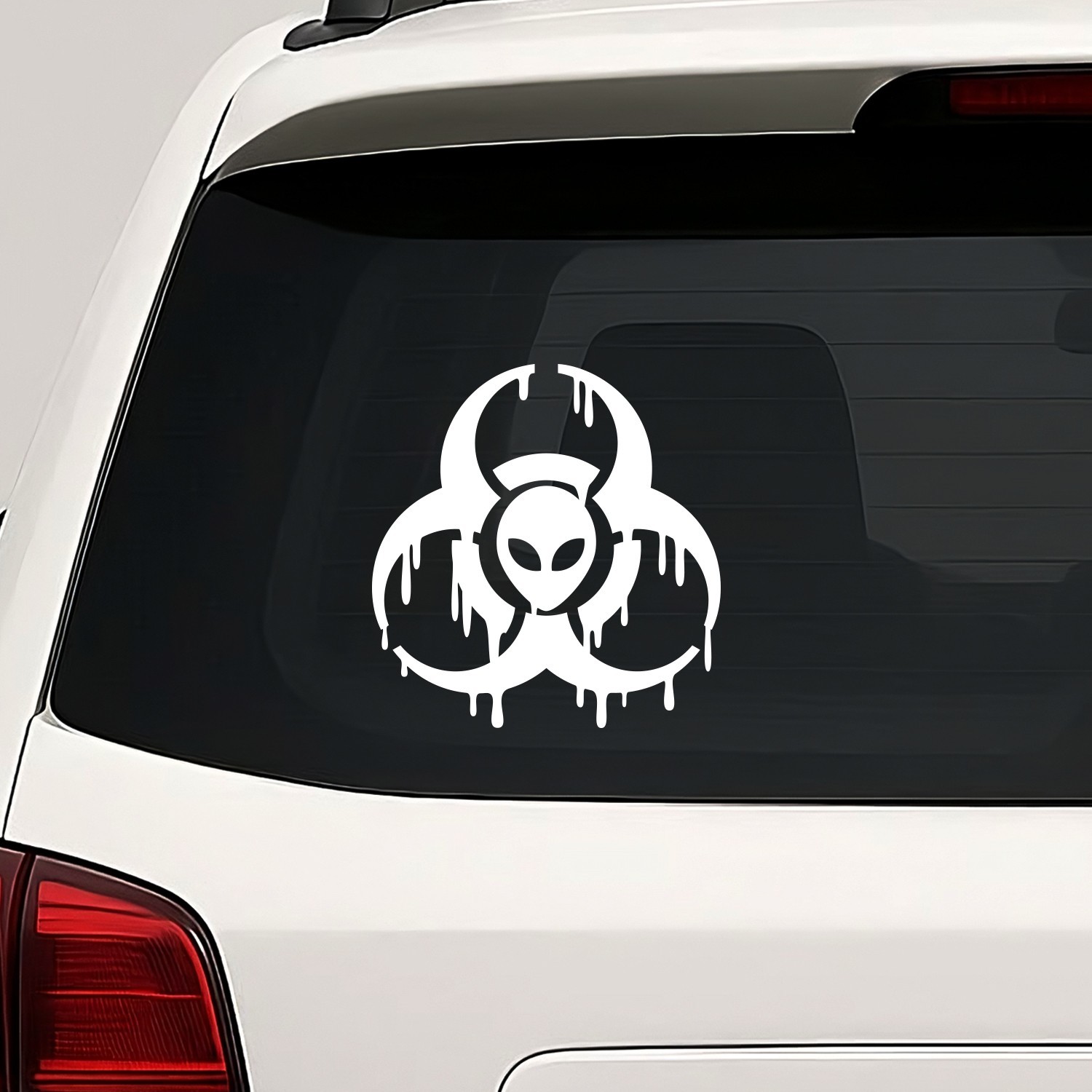 Alien Biohazard Symbol Vinyl Die Cut Decal Sticker - UFO ET Melt Drip Danger gallery