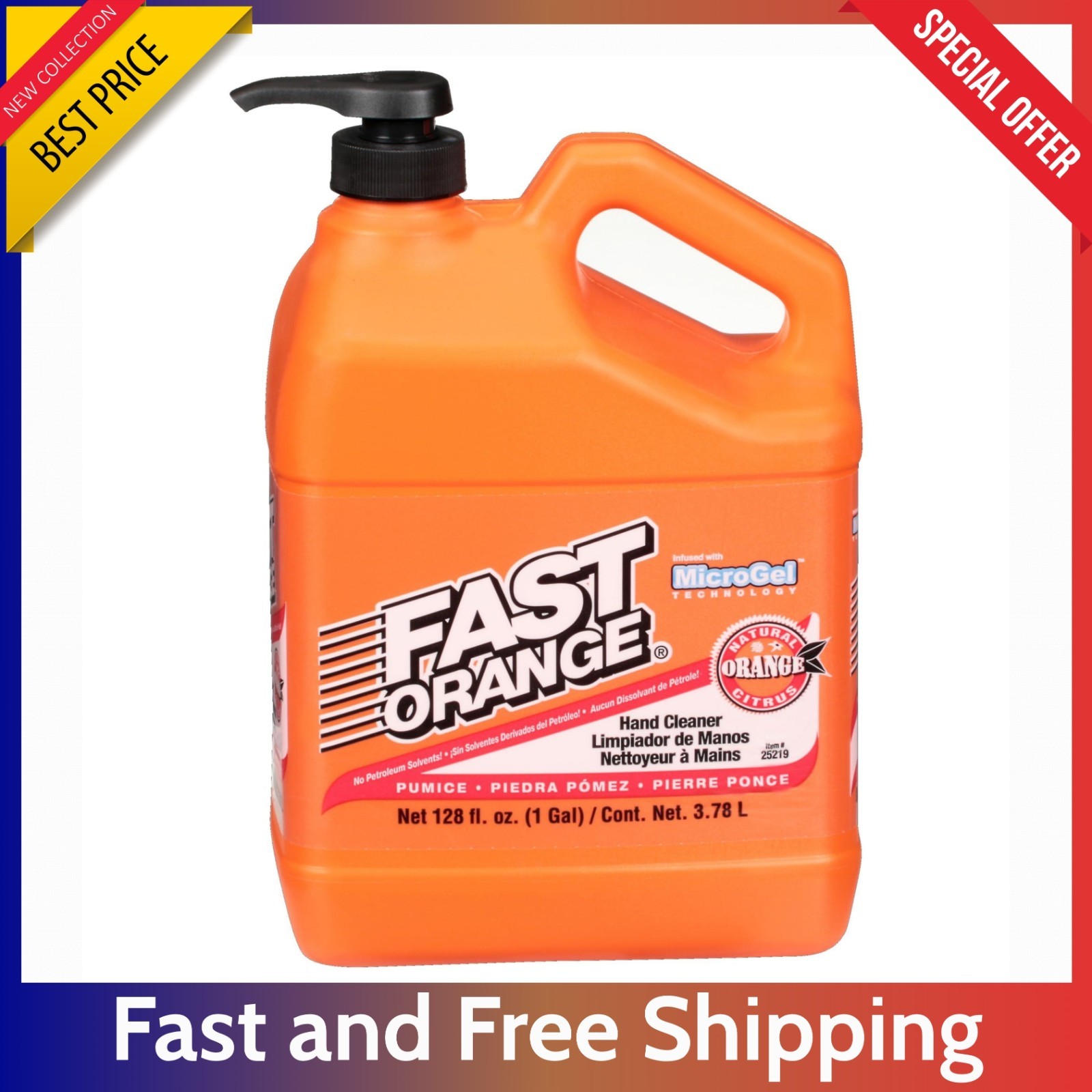 Fast Orange 25219 Pumice Lotion - 1 Gallon Heavy Duty Hand Cleaner Citrus Scent. gallery
